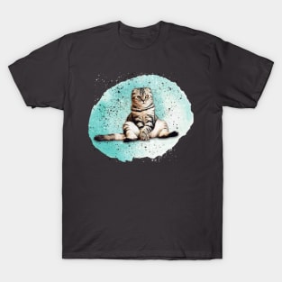 sitting cat watercolor painting T-Shirt